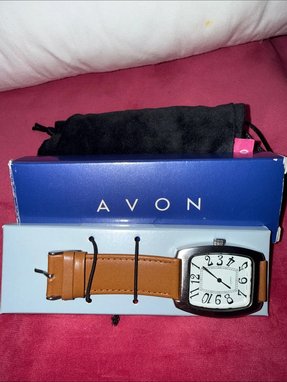 Avon Men's Tan Leather Strap Watch with Silver Case